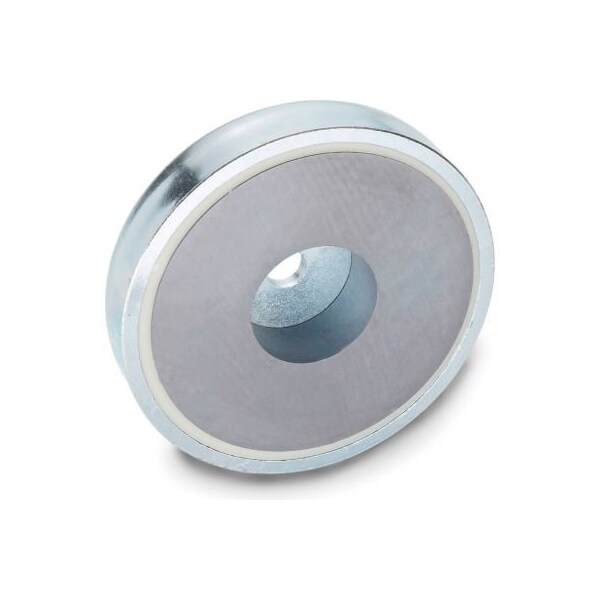 JW Winco 50.4-HF-100-22-10.5 Retaining Magnet Assembly Disc-Shaped w/Thru Hole - 3.94" Dia., Steel